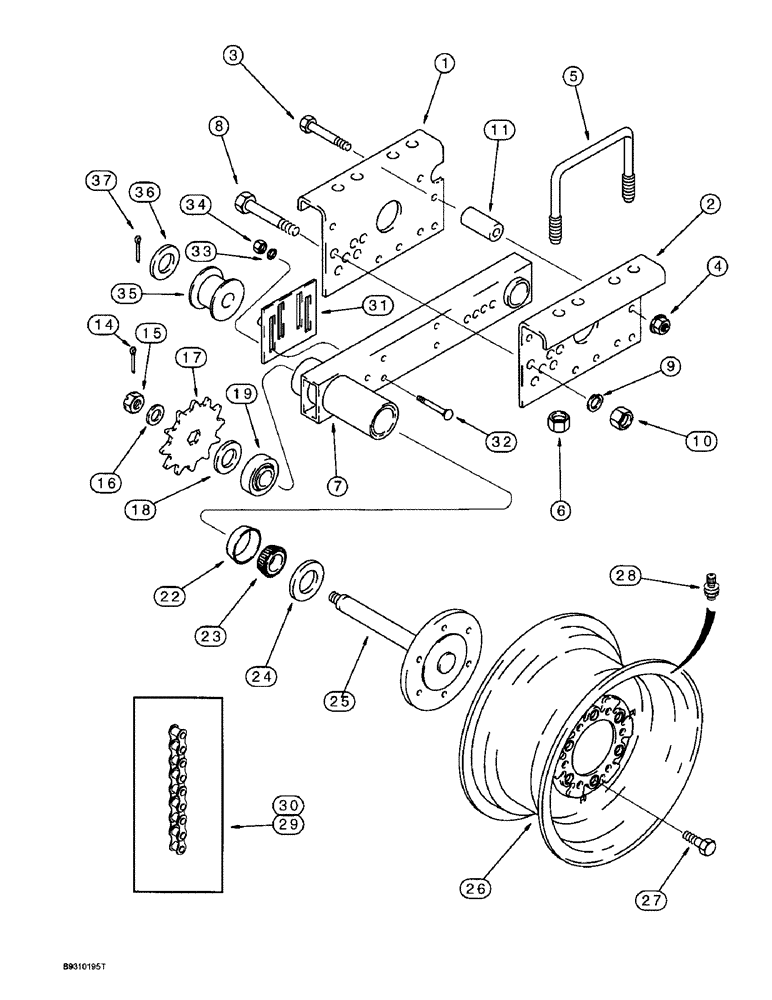Схема запчастей Case IH 955 - (9A-100) - DRIVE WHEEL, 8 ROW WIDE AND 12 ROW NARROW - VERTICAL FOLD (09) - CHASSIS/ATTACHMENTS
