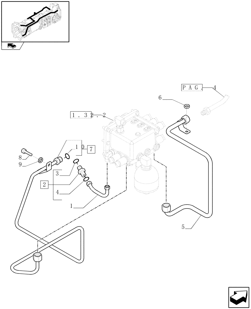 Схема запчастей Case IH PUMA 125 - (1.29.7[03]) - SEMI POWER SHIFT - TRANSMISSION LUBRICATION SYSTEM - PIPES - C5833 (03) - TRANSMISSION