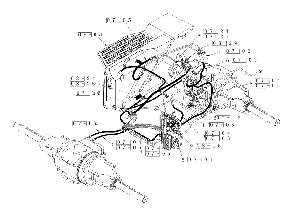 Схема запчастей Case IH STEIGER 435 - (01A-13) - HYDRAULICS - CHARGE PUMP AND BRAKE CIRCUIT, 450 SERIES AXLE (00) - PICTORIAL INDEX