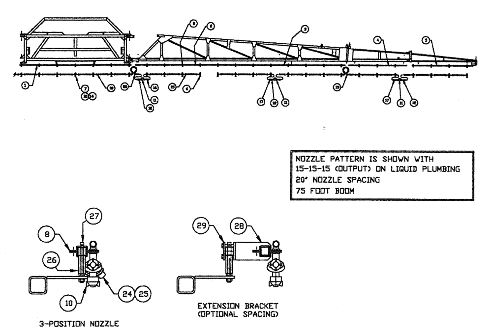 Схема запчастей Case IH PATRIOT WT - (08-003) - LIQUID PLUMBING - (75) BOOMS Liquid Plumbing