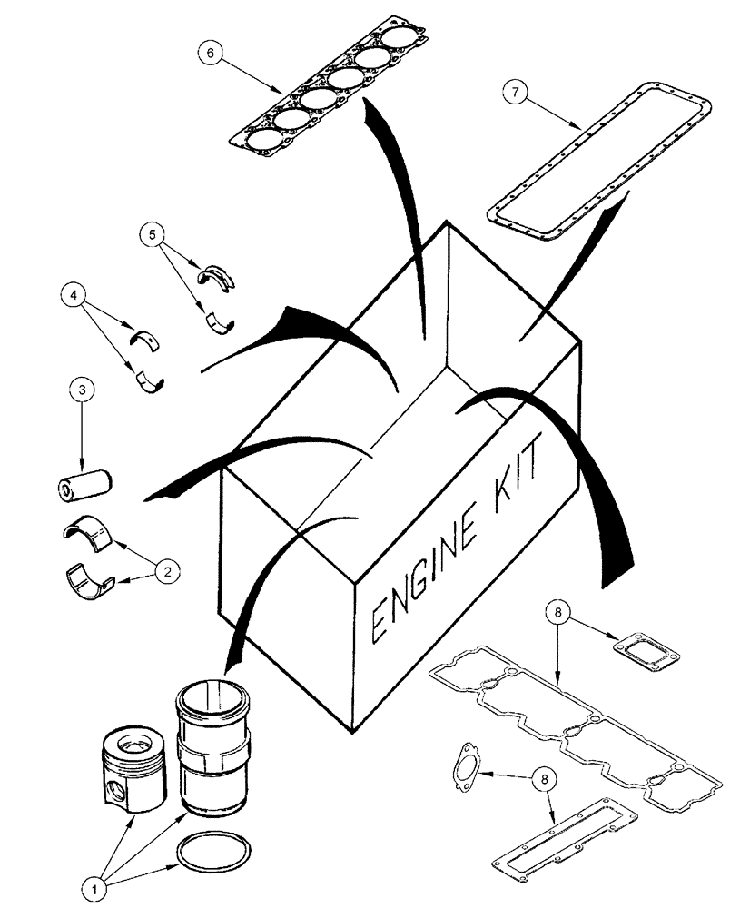 Схема запчастей Case IH FLX3510 - (02-065) - KIT - ENGINE OVERHAUL, FLX 3010 (01) - ENGINE