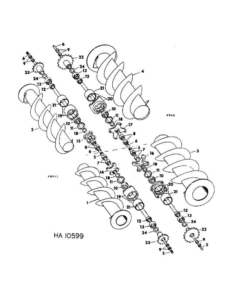 Схема запчастей Case IH DUAL - (C-08) - DUAL AUGER, AUGER AND SHAFTS, WITH FRONT AND REAR AUGER 