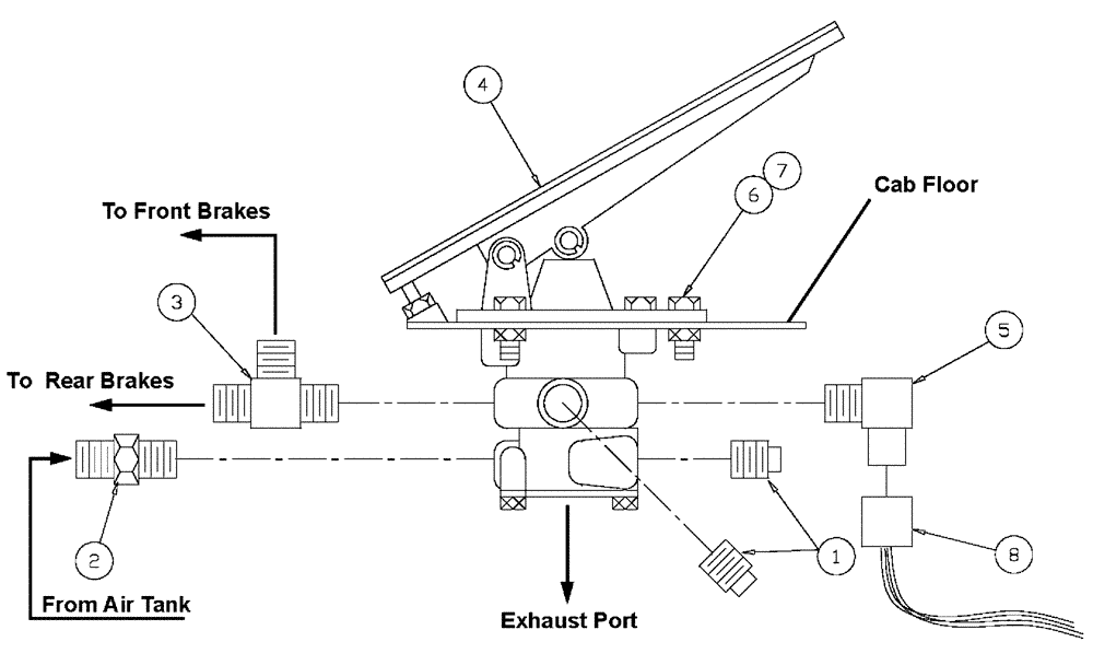 Схема запчастей Case IH FLX4375 - (07-007) - BRAKE PEDAL VALVE GROUP Pneumatics