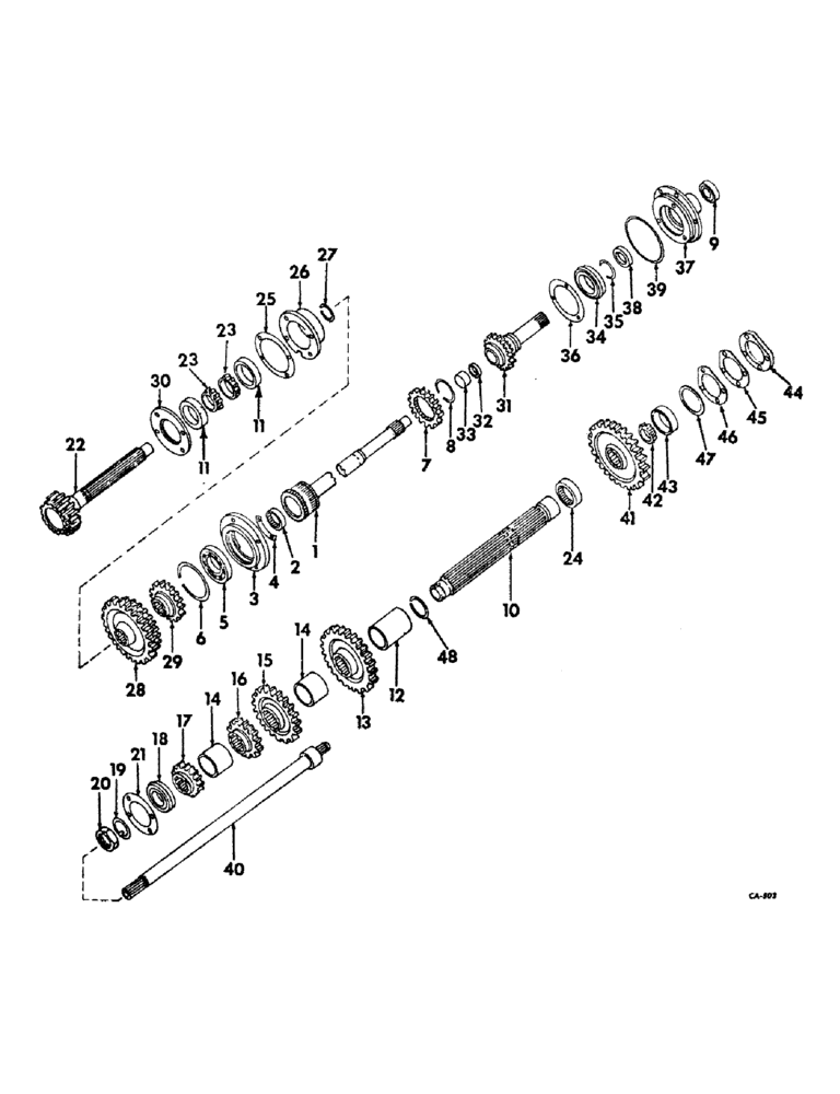 Схема запчастей Case IH 826 - (07-14) - DRIVE TRAIN, SPEED TRANSMISSION, IN CLUTCH HOUSING, GEAR DRIVE TRACTORS (04) - Drive Train