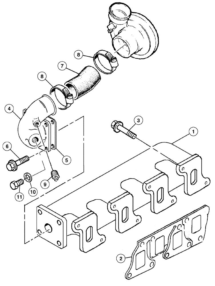 Схема запчастей Case IH CX90 - (02-29) - TURBOCHARGER AND CONNECTIONS, CX80, CX90, CX100 (02) - ENGINE