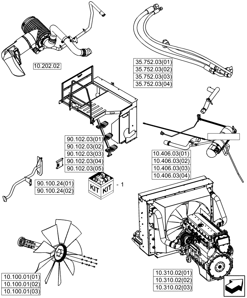 Схема запчастей Case IH 8010 - (10.304.09) - KIT, SINGLE PLANE UPGRADE, MY07 - 8010 (10) - ENGINE