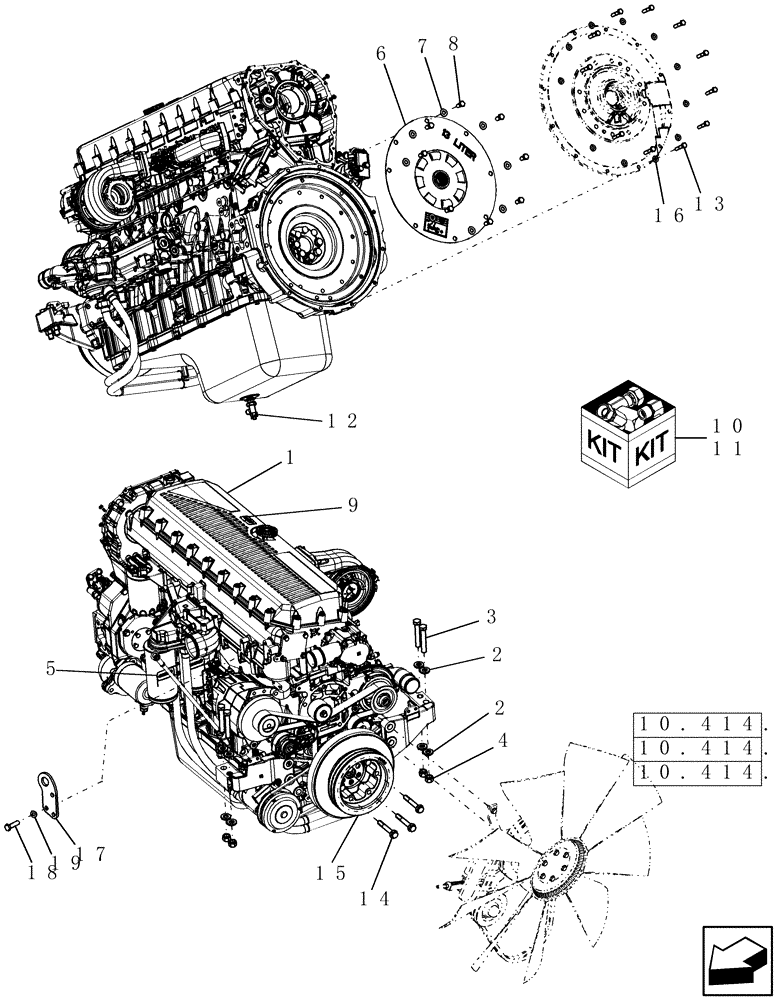 Схема запчастей Case IH 9010 - (10.100.01[03]) - COMPLETE ENGINE - 9010 (10) - ENGINE
