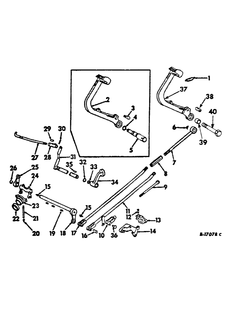 Схема запчастей Case IH 966 - (07-05) - DRIVE TRAIN, CLUTCH CONTROLS AND TRANSMISSION BRAKE, GEAR DRIVE TRACTORS (04) - Drive Train