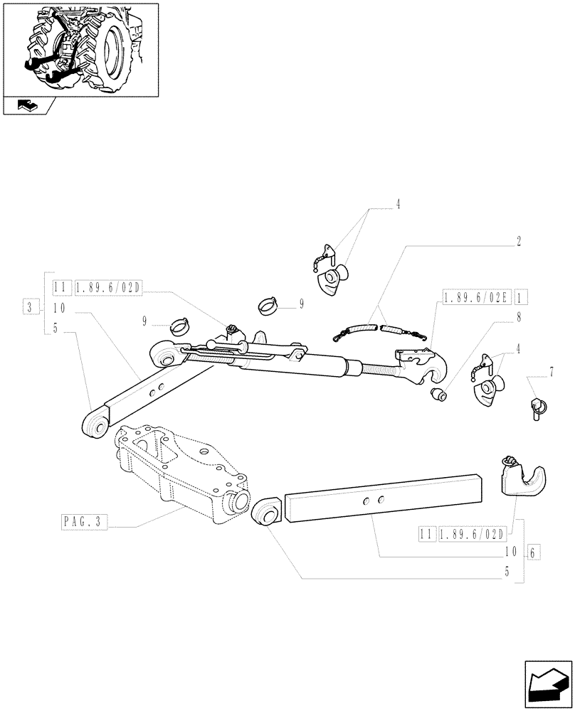 Схема запчастей Case IH FARMALL 95U - (1.89.6/03[04]) - "ARIES" THREE POINT HITCH WITH QUICK ATTACH ENDS FOR EDC - W/CAB (VAR.331922) (09) - IMPLEMENT LIFT