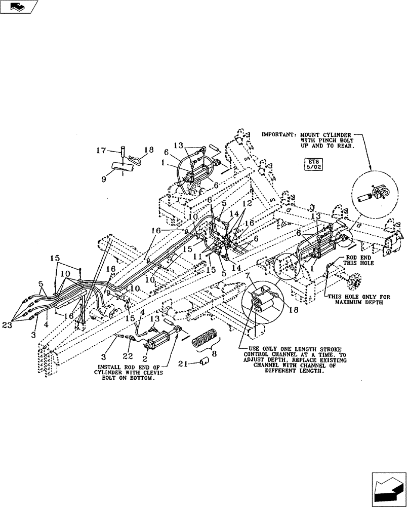 Схема запчастей Case IH 530B - (35.100.01) - MAIN FRAME HYDRAULIC (39) - FRAMES AND BALLASTING