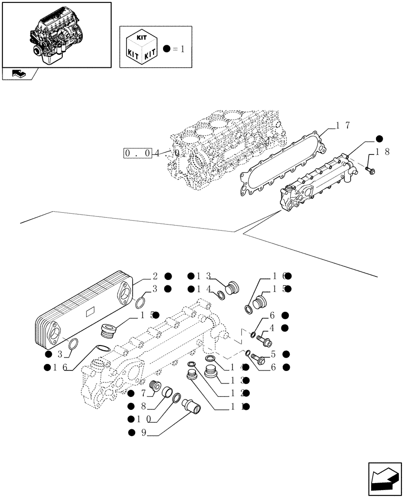 Схема запчастей Case IH F3AE0684N E907 - (0.31.0) - HEAT EXCHANGER (504139732) 