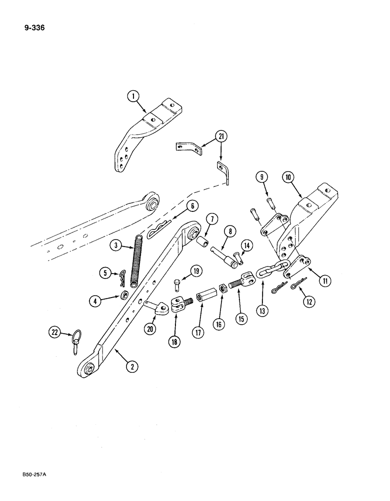 Схема запчастей Case IH 385 - (9-336) - LOWER LINKS, THREE POINT HITCH, WITH OUTSIDE CHECK CHAINS (09) - CHASSIS/ATTACHMENTS