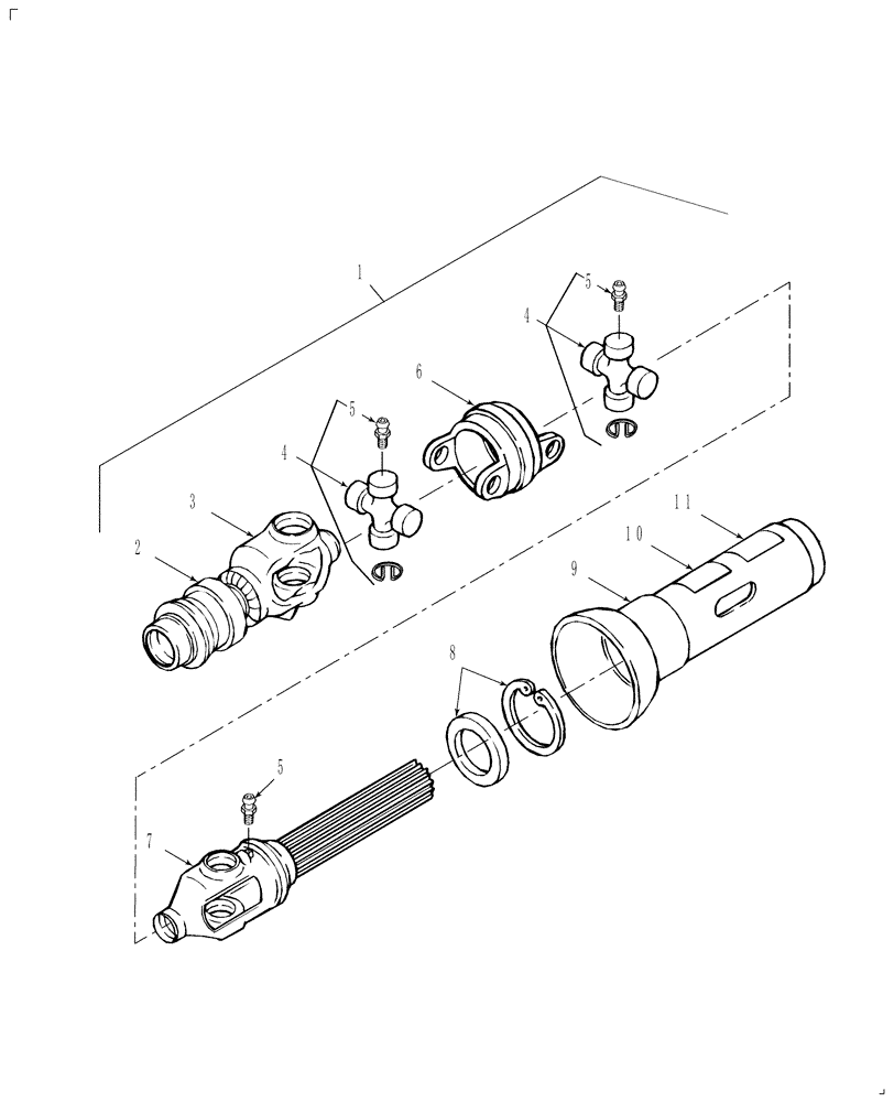 Схема запчастей Case IH DC102 - (01.03) - PRIMARY PTO, FRONT HALF, 1000 RPM (01) - PTO DRIVE SHAFT