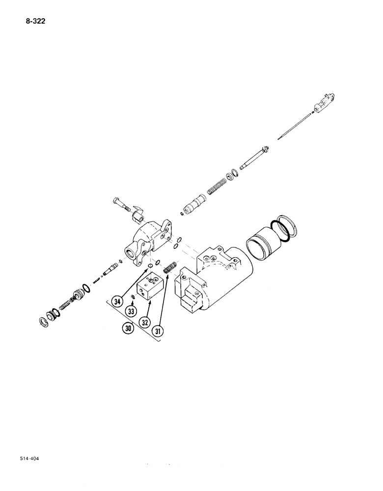 Схема запчастей Case IH 385 - (8-322) - DRAFT CONTROL CYLINDER AND VALVE (CONTD) (08) - HYDRAULICS