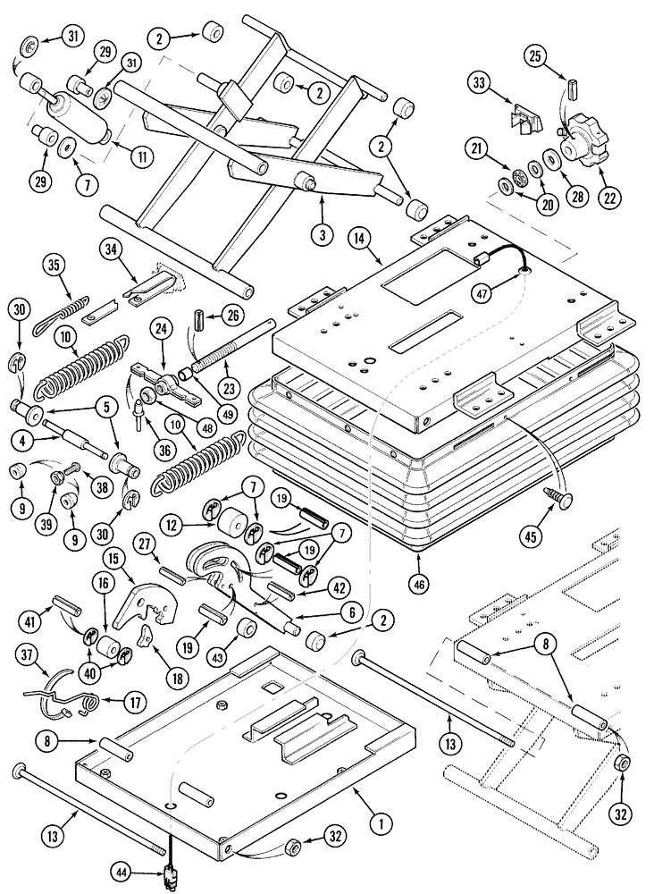 Схема запчастей Case IH 5140 - (9-144) - SEAT, MECHANICAL SUSPENSION (09) - CHASSIS/ATTACHMENTS