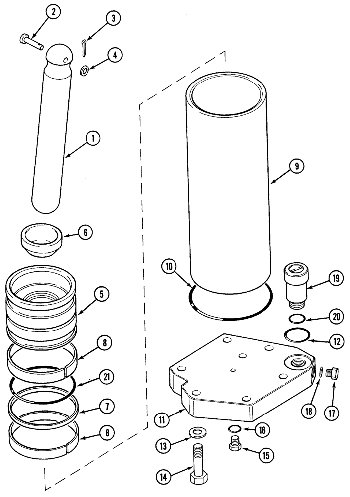 Схема запчастей Case IH 5140 - (8-076) - HITCH, ROCKSHAFT HYDRAULIC CYLINDER (08) - HYDRAULICS
