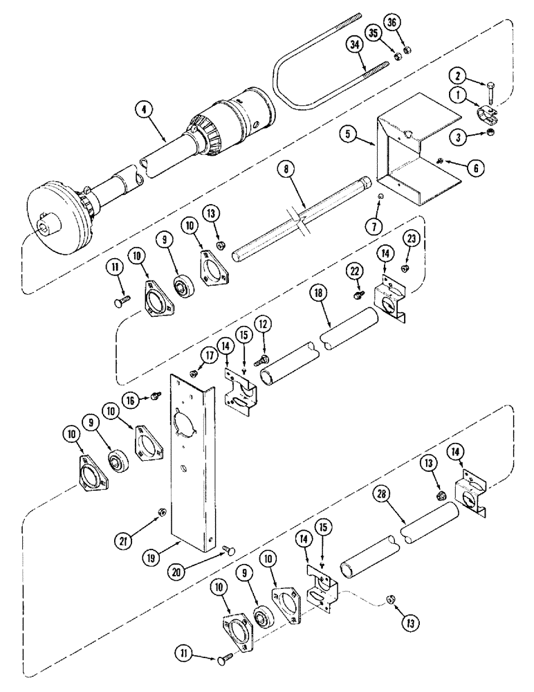 Схема запчастей Case IH 1010 - (9C-20) - AUGER JACKSHAFT DRIVE, 30.0 FOOT HEADER (58) - ATTACHMENTS/HEADERS