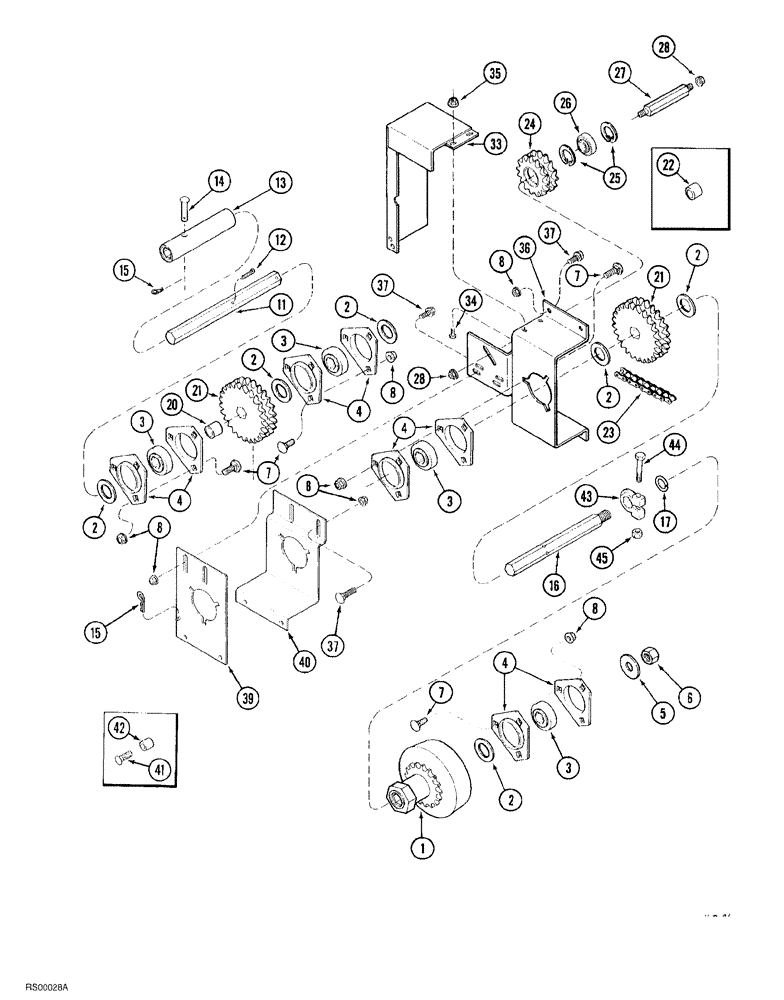 Схема запчастей Case IH 1015 - (9-032) - AUGER JACKSHAFT DRIVE, OFFSET DISCHARGE GRAIN HEADERS (58) - ATTACHMENTS/HEADERS