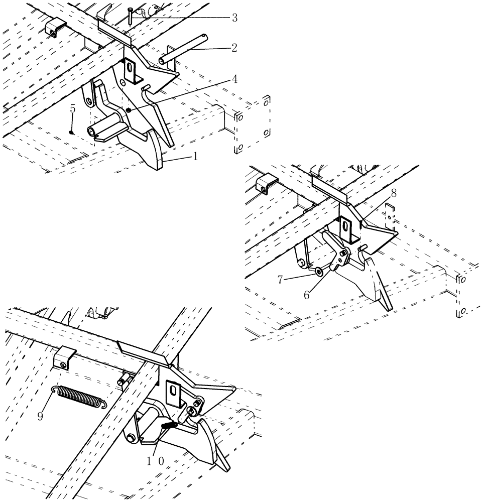 Схема запчастей Case IH 800 - (39.100.39) - TRANSPORT LATCH LH (39) - FRAMES AND BALLASTING