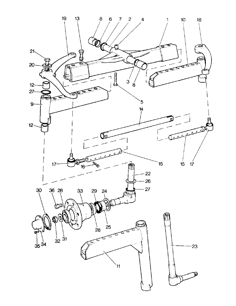 Схема запчастей Case IH 995 - (H01-1) - STEERING AND FRONT AXLE, FRONT AXLE - 52 TO 76 IN. TRACK WIDTHS Steering & Front Axle