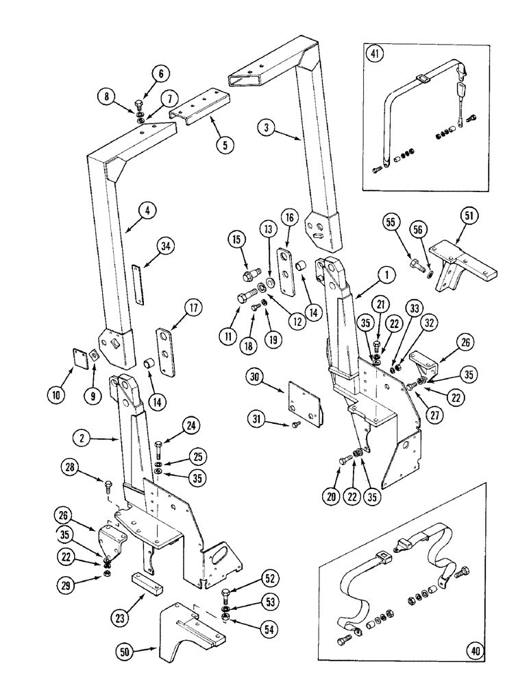 Схема запчастей Case IH 1394 - (9-464) - TWO POST ROLL OVER PROTECTIVE STRUCTURE - FOLDING, NORTH AMERICA ONLY (09) - CHASSIS/ATTACHMENTS