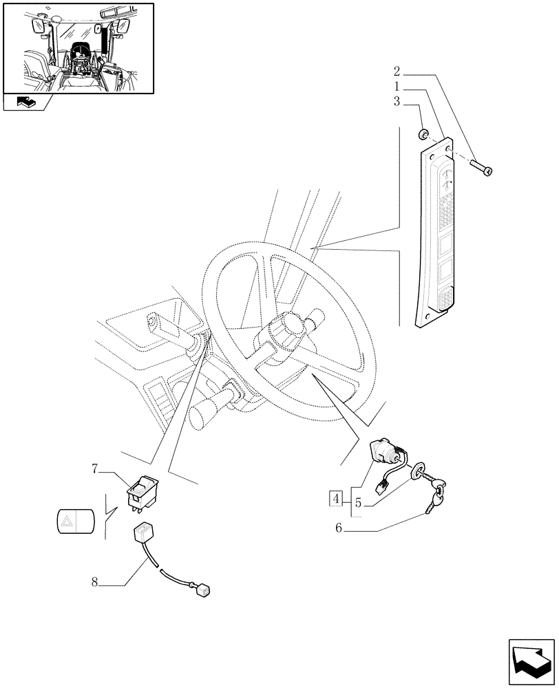 Схема запчастей Case IH PUMA 140 - (1.75.1[04]) - INSTRUMENT CLUSTER, KEY IGNITION AND HAZARD SWITCH (06) - ELECTRICAL SYSTEMS