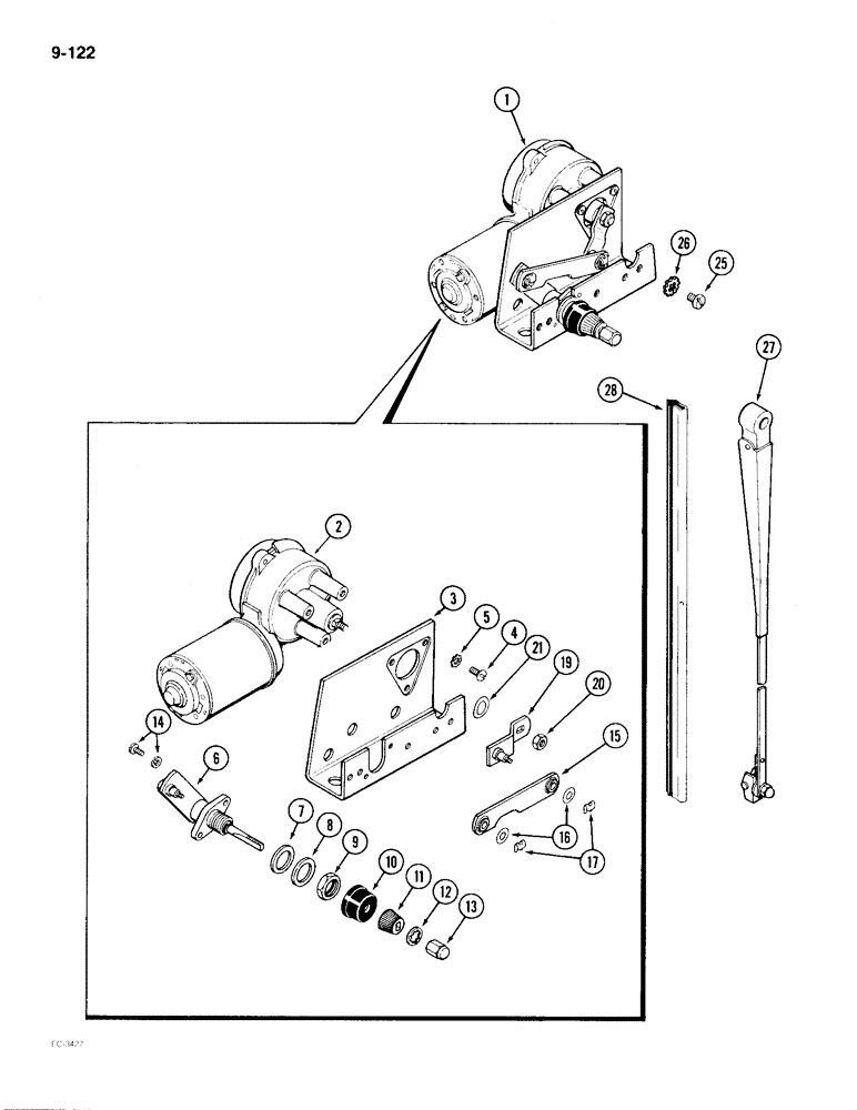 Схема запчастей Case IH 2096 - (9-122) - WINDSHIELD WIPER, AMERICAN BOSCH (09) - CHASSIS/ATTACHMENTS