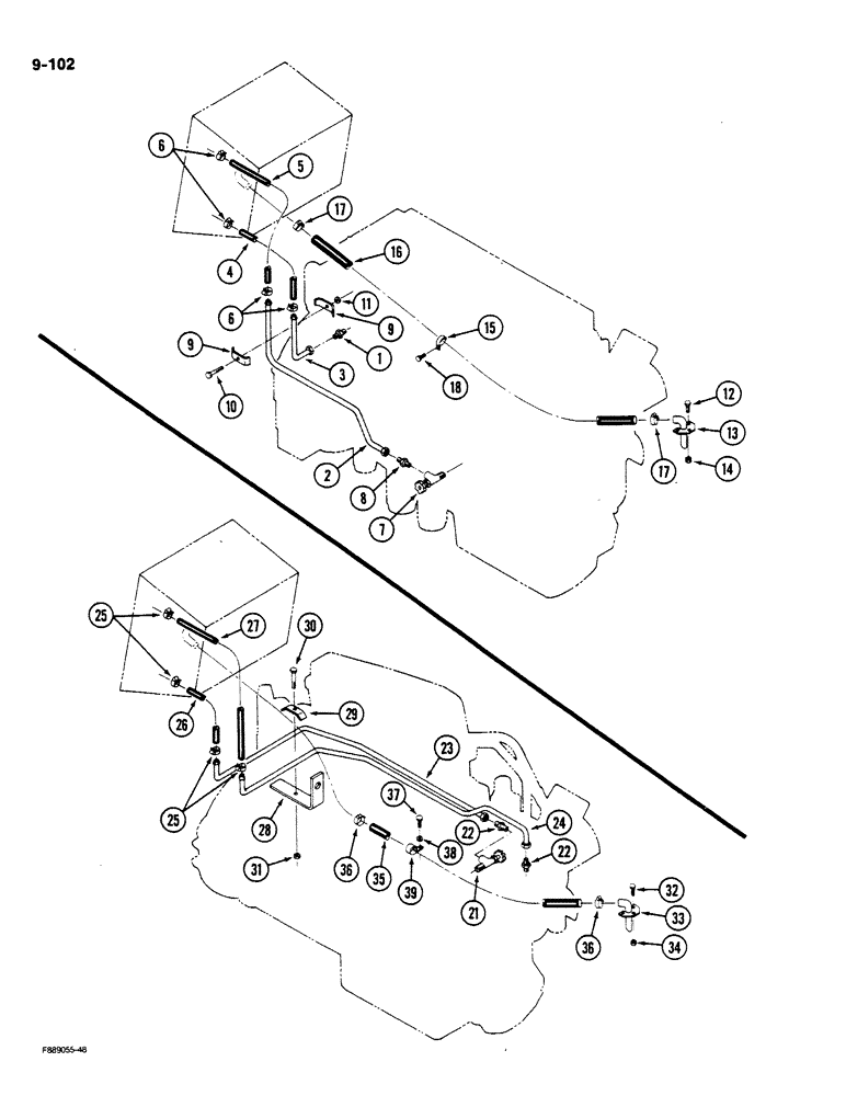 Схема запчастей Case IH STEIGER - (9-102) - HEATER PLUMBING, L-10 ENGINE, CAB (09) - CHASSIS/ATTACHMENTS