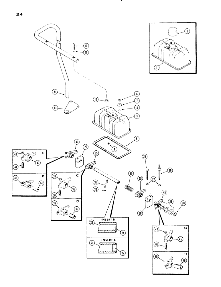 Схема запчастей Case IH 830-SERIES - (024) - CYLINDER HEAD COVER AND ROCKER ARMS, 267 AND 301 DIESEL ENGINES (02) - ENGINE