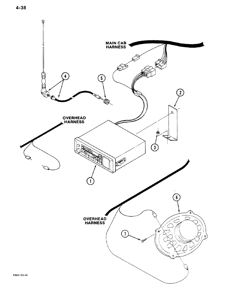 Схема запчастей Case IH 9270 - (4-38) - RADIO AND SPEAKERS (04) - ELECTRICAL SYSTEMS