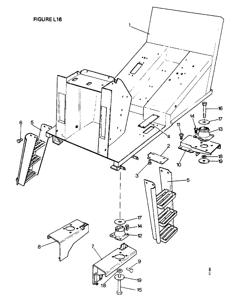 Схема запчастей Case IH 1412 - (L16-1) - CHASSIS, BONNET, FENDERS, SAFETY FRAME AND CAB, CAB FLOOR AND MOUNTINGS, SEKURA CAB (12) - CHASSIS