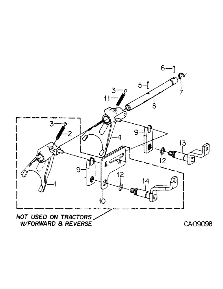 Схема запчастей Case IH 385 - (07-24) - DRIVE TRAIN, GEAR SHIFT MECHANISM, RANGE TRANSMISSION, TRACTORS WITH SERIAL NO. 634 AND BELOW (04) - Drive Train
