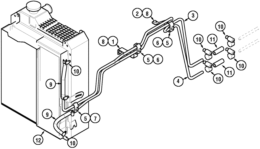 Схема запчастей Case IH CX70 - (08-03) - OIL COOLER AND PIPES (08) - HYDRAULICS