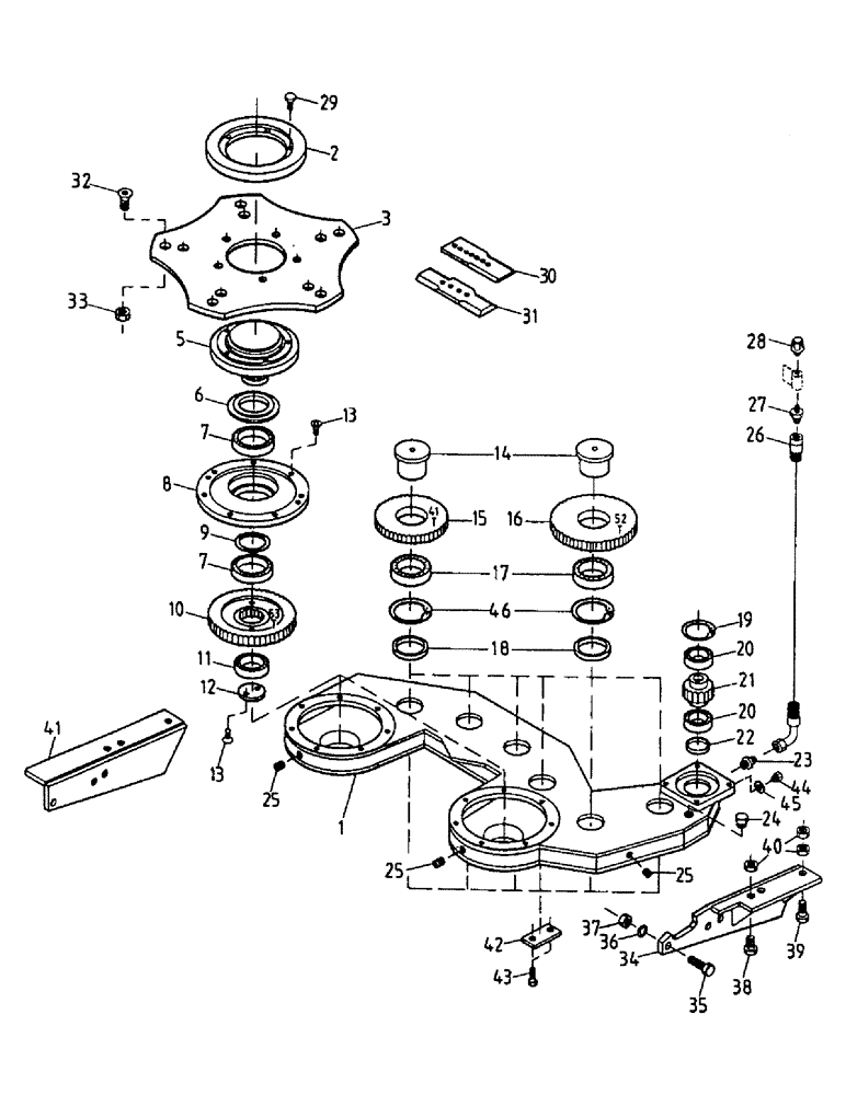 Схема запчастей Case IH 7000 - (A02-25) - GEARBOX, UNDERSLUNG BASECUTTER Mainframe & Functioning Components