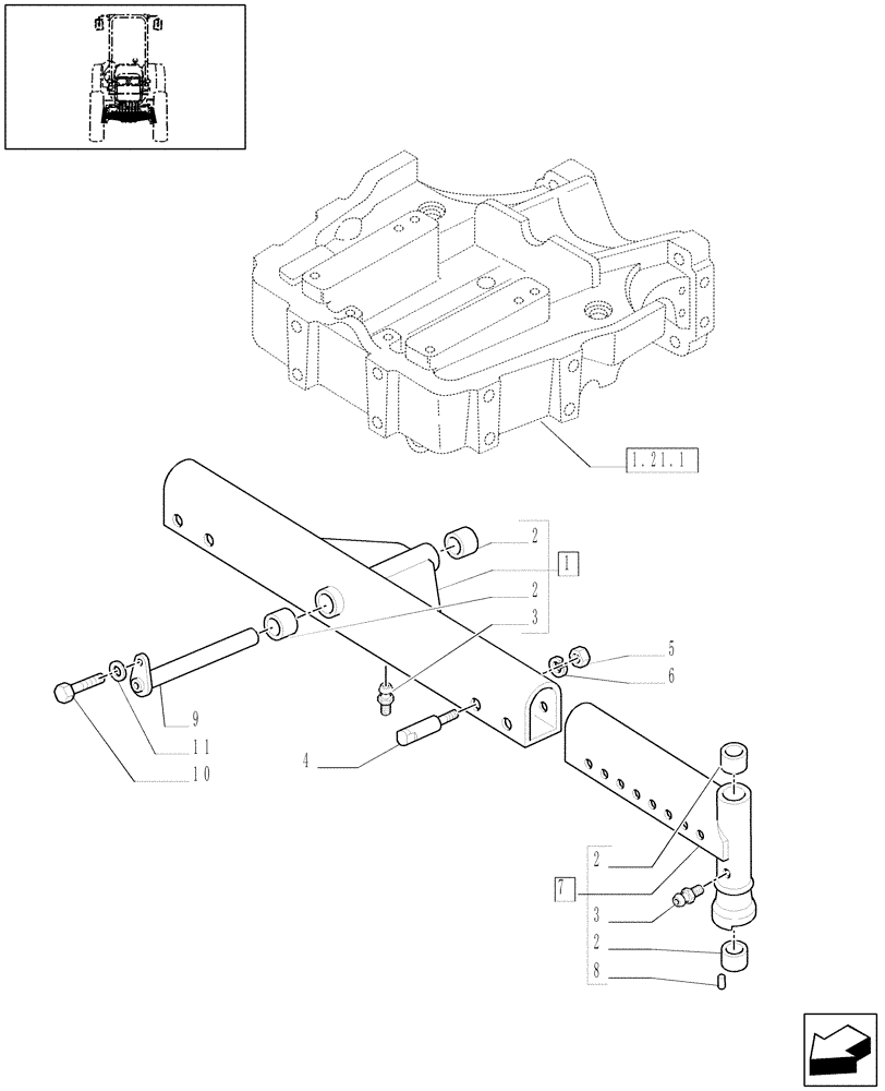 Схема запчастей Case IH JX1070C - (1.41.0[01]) - 2WD FRONT AXLE (04) - FRONT AXLE & STEERING