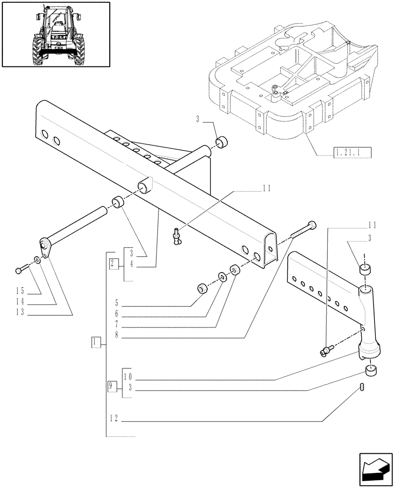Схема запчастей Case IH JX90 - (1.41.0[01]) - 2WD FRONT AXLE - BODY (04) - FRONT AXLE & STEERING