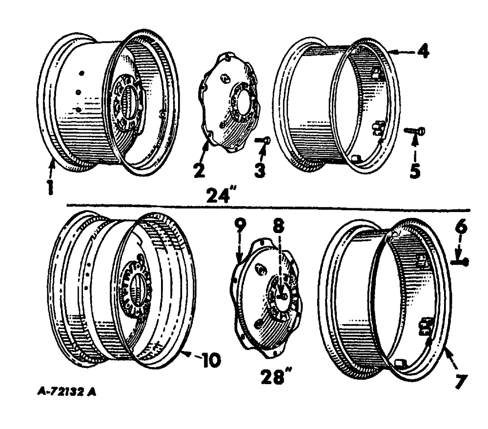 Схема запчастей Case IH 444 - (L-04) - WHEELS AND WHEEL WEIGHTS, REAR WHEELS Wheels & Wheel Weights