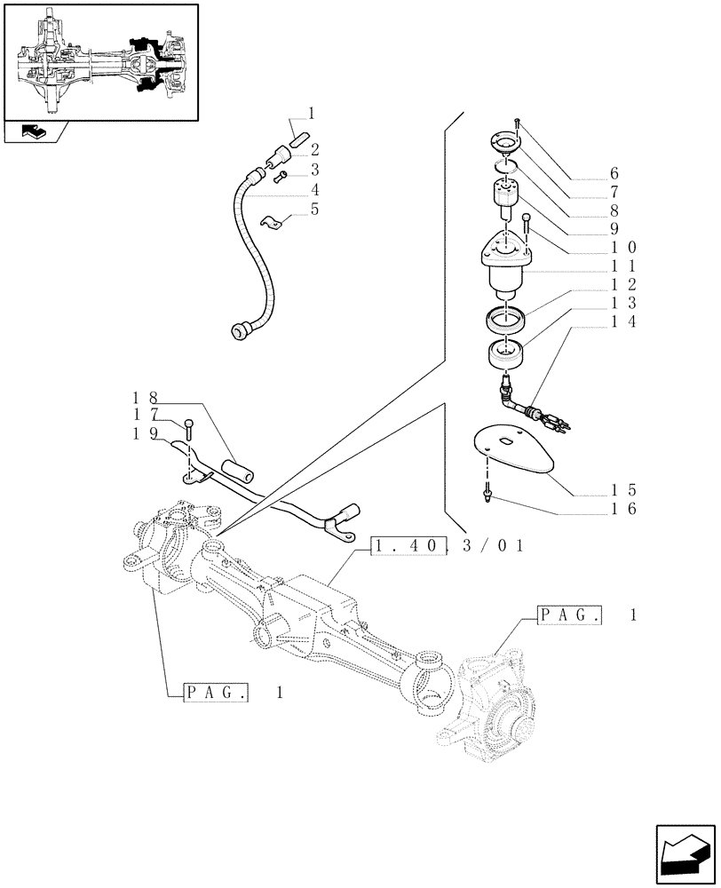 Схема запчастей Case IH PUMA 155 - (1.40. 3/02[02]) - (CL.4) FRONT AXLE W/MULTI-PLATE DIFF. LOCK SENSOR AND BRAKE - SENSOR (VAR.330426) (04) - FRONT AXLE & STEERING