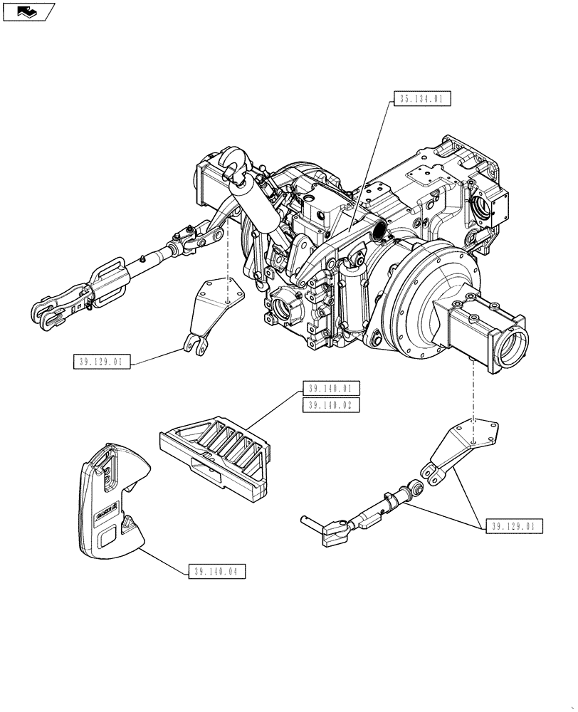 Схема запчастей Case IH PUMA 130 - (39.000.00) - PICTORIAL INDEX - FRAMES (39) - FRAMES AND BALLASTING