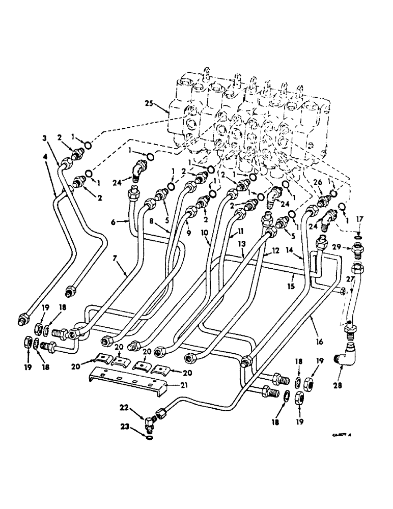 Схема запчастей Case IH 2400 - (10-46) - HYDRAULICS, BACKHOE HYDRAULIC TUBING AND CONNECTIONS (07) - HYDRAULICS