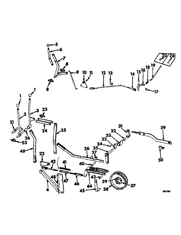 Схема запчастей Case IH 403 - (134) - SEPARATOR DRIVE CLUTCH AND THROTTLE CONTROLS, SERIAL NO. 7224 AND BOVE (72) - SEPARATION