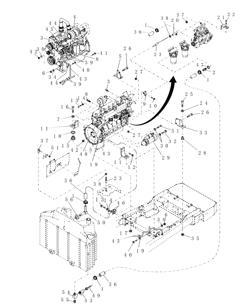 Схема запчастей Case IH WDX1701 - (058[1]) - ENGINE ATTACHING PARTS (10) - ENGINE
