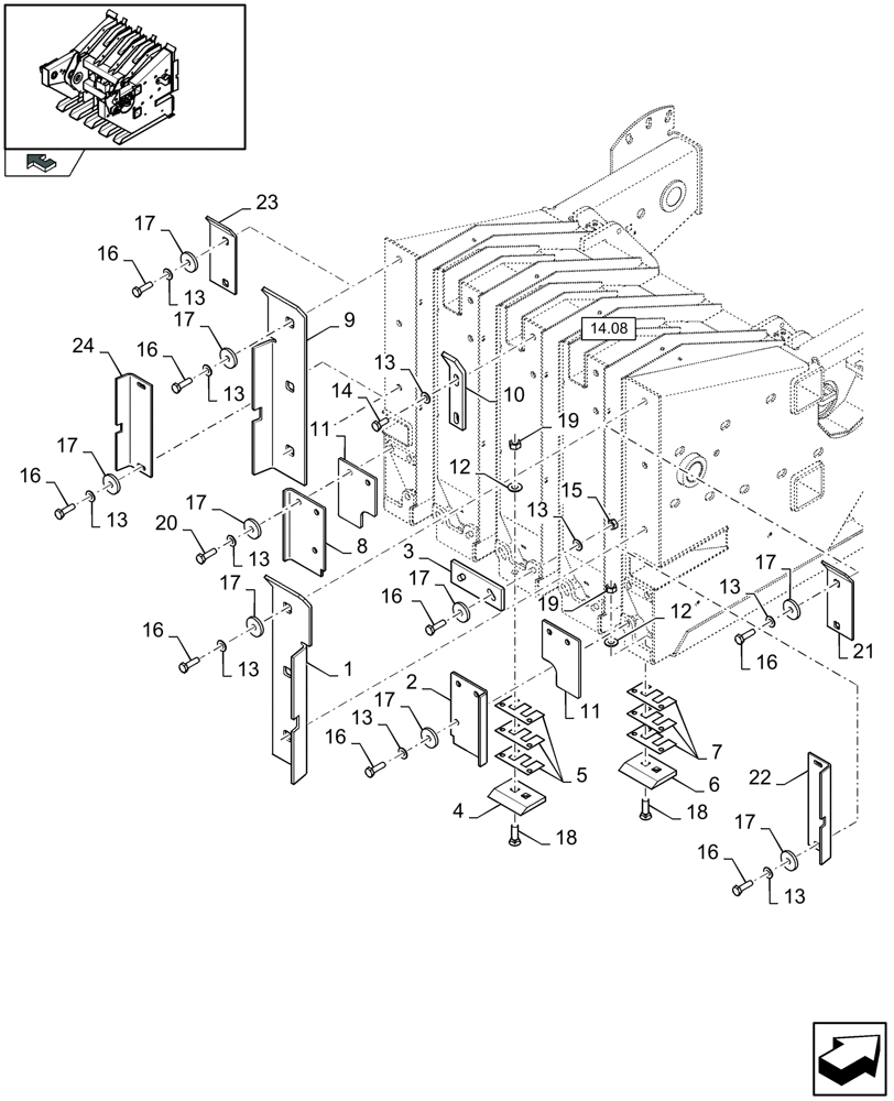Схема запчастей Case IH LB333S - (14.02[01]) - PLUNGER, FRONT (14) - BALE CHAMBER