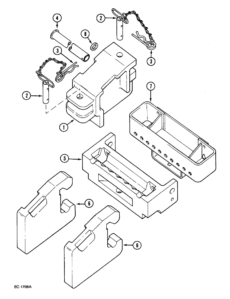 Схема запчастей Case IH 733 - (9-606) - FRONT WEIGHTS (09) - CHASSIS/ATTACHMENTS