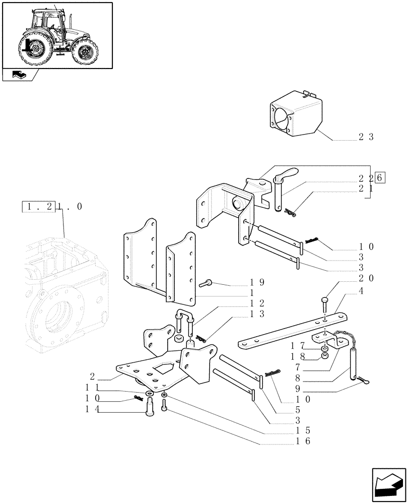Схема запчастей Case IH FARMALL 95 - (1.89.0) - DRAWBAR AND HITCH (FRANCE) (VAR.335893) (09) - IMPLEMENT LIFT