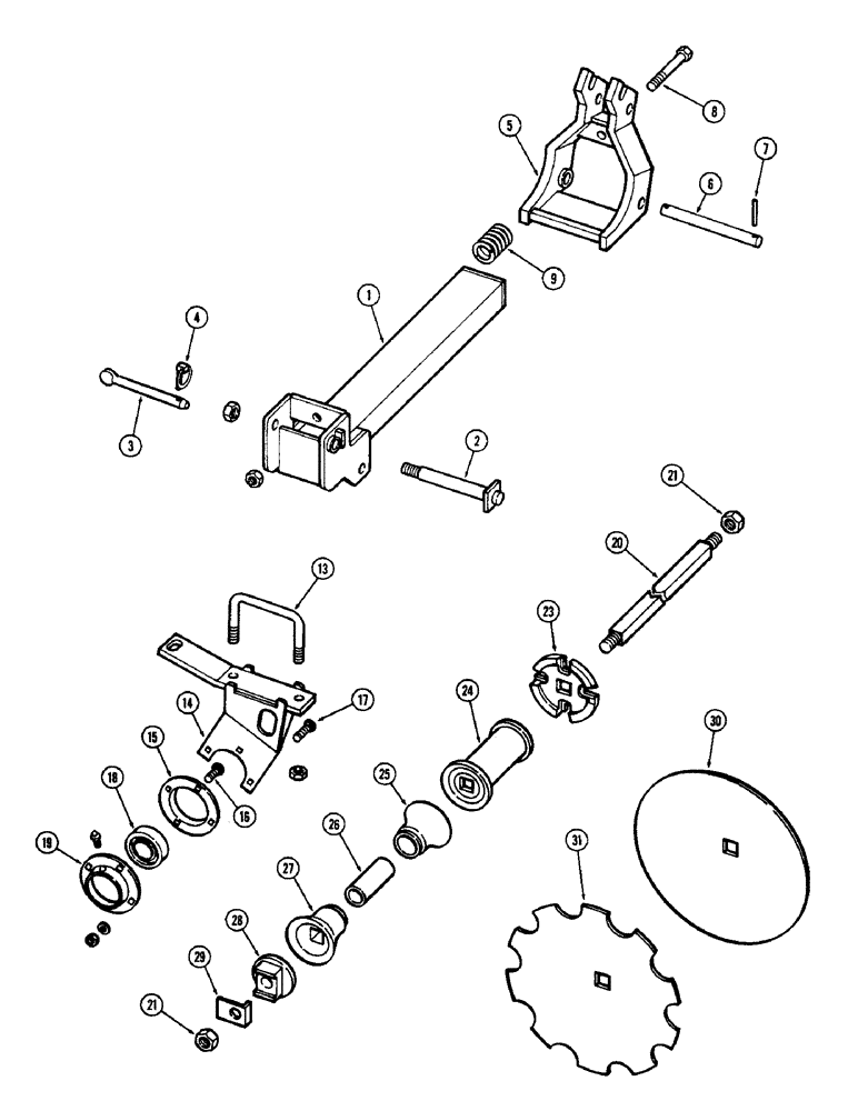 Схема запчастей Case IH F21H - (114) - 6 BLADE WING GANG, REAR LEFT, 7 INCH SPACING, F21H, F21H-7-228 