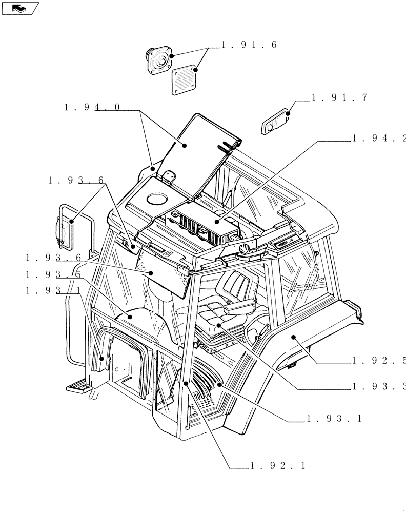 Схема запчастей Case IH FARMALL 85U - (SEC. 10[02]) - OPERATORS PLATFORM / CAB (00) - GENERAL