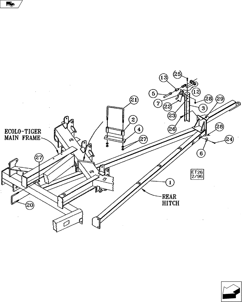 Схема запчастей Case IH 530B - (39.110.02) - REAR HITCH (39) - FRAMES AND BALLASTING
