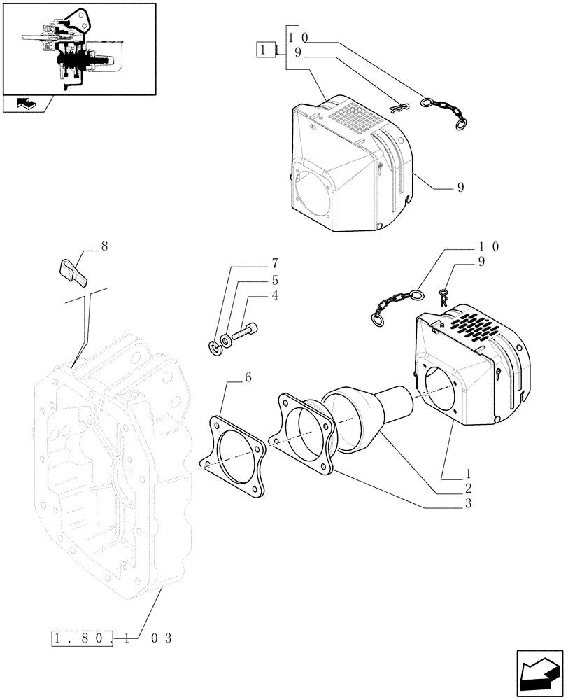 Схема запчастей Case IH PUMA 165 - (1.80.1[05]) - POWER TAKE-OFF 1000E/1000 RPM - SHIELDS (07) - HYDRAULIC SYSTEM