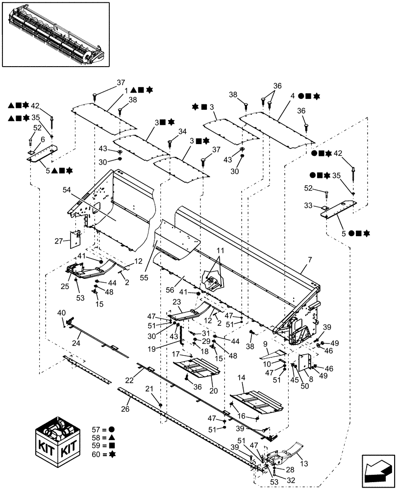 Схема запчастей Case IH 2020 - (20.12.01[1]) - MAIN FRAME & FLOORS, 2020, 20 FT& 25 FT, BPIN CBJ020701 [INCLUDES ALL HAJ PINS] (58) - ATTACHMENTS/HEADERS